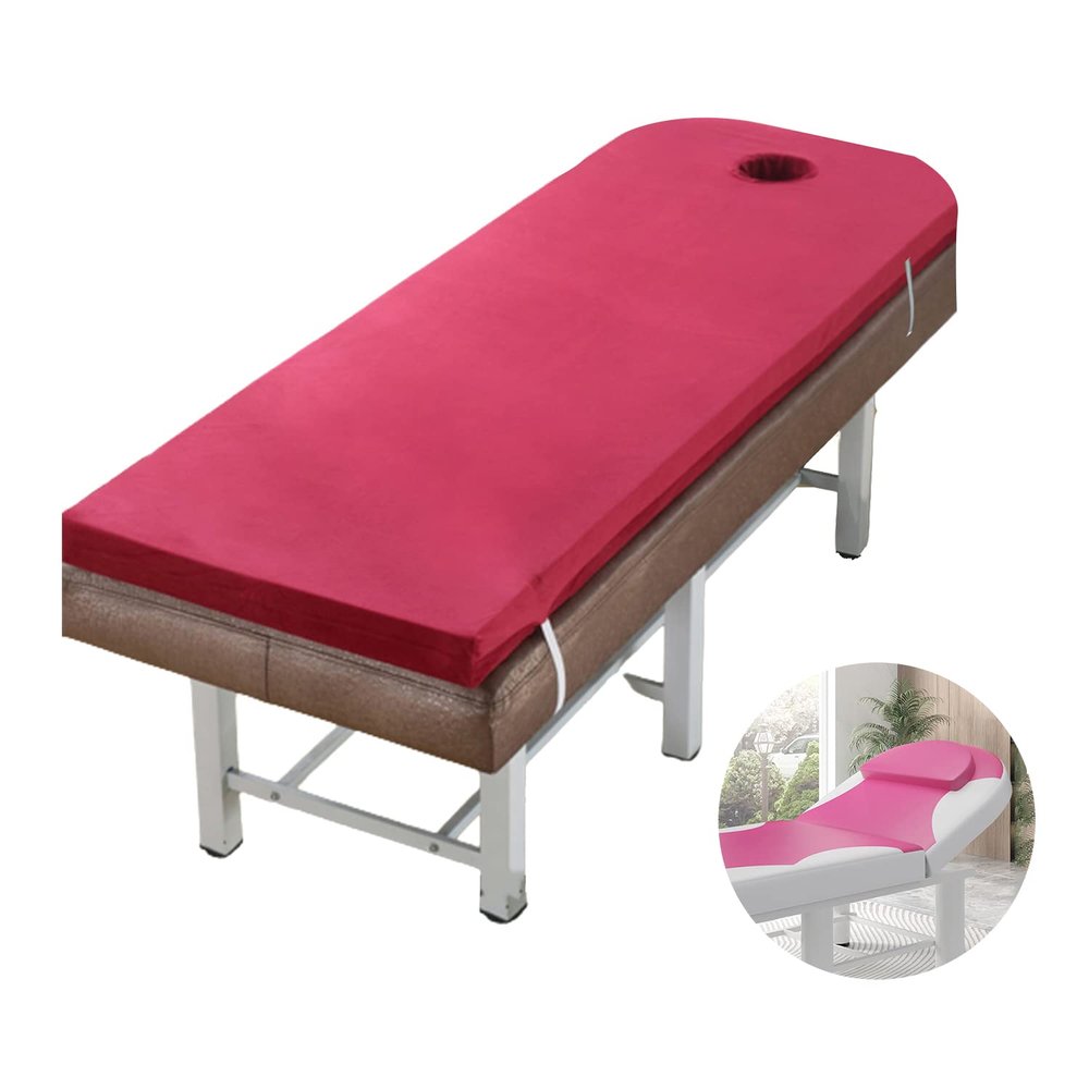 Spa Bed Mattress Cover,Lash Bed Mattress Topper 2.7In Thickness,Non-Slip Massage/Spa Table Pad Without Bed,Massage Table Cushion Topper Memory Foam with Removable Cover,Wine red r,80x190cm