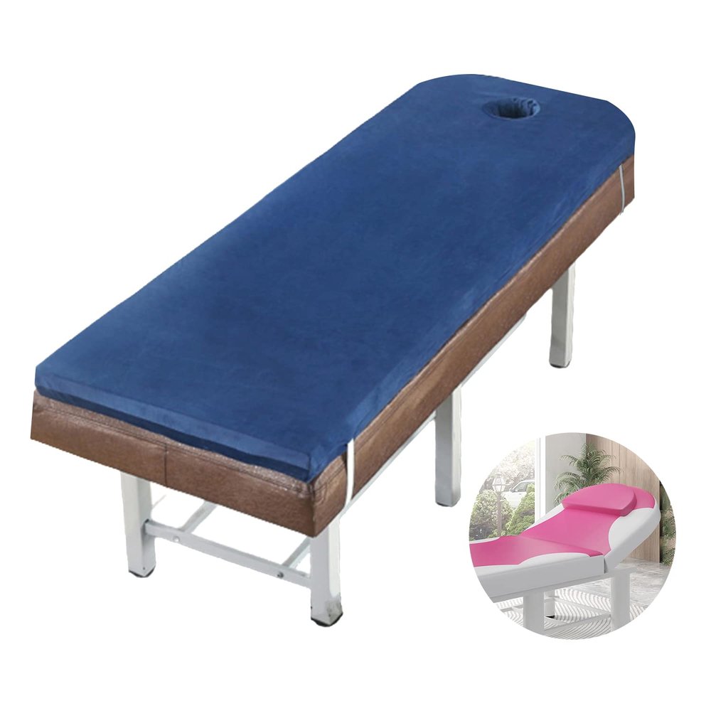 Lash Bed Topper Memory Foam,7cm Thick Massage Table Mattress Topper,Foam Padding for Spa Bed with Washable Cover,Foldable Lash Bed Cushion,Square/Round/Trapezoidal Head,Navy Blue r,60x175cm