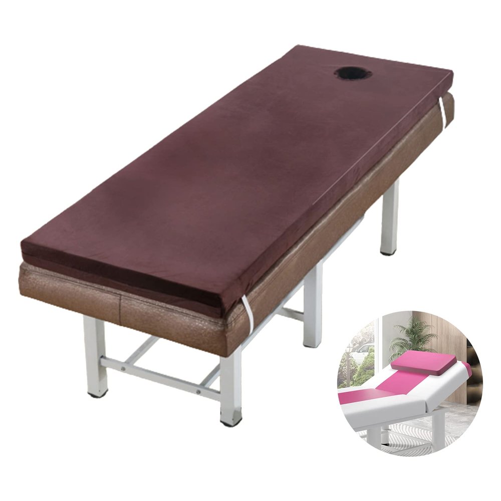 Spa Bed Mattress Cover,Lash Bed Mattress Topper 2.7In Thickness,Non-Slip Massage/Spa Table Pad Without Bed,Massage Table Cushion Topper Memory Foam with Removable Cover,Brown s,70x185cm