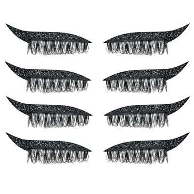 Aaiffey Eyeliner Sticker with Eyelashes, Reusable, Waterproof, Natural Eyelashes Makeup Stickers, Glitter Lashes, Easy to Wear and Remove (Black)