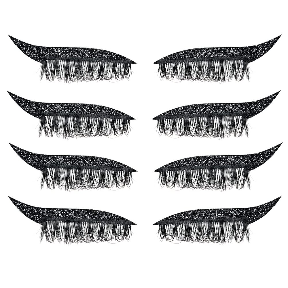 Aaiffey Eyeliner Sticker with Eyelashes, Reusable, Waterproof, Natural Eyelashes Makeup Stickers, Glitter Lashes, Easy to Wear and Remove (Black)