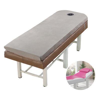 Lash Bed Topper Memory Foam,7cm Thick Massage Table Mattress Topper,Foam Padding for Spa Bed with Washable Cover,Foldable Lash Bed Cushion,Square/Round/Trapezoidal Head,Gray r,70x185cm