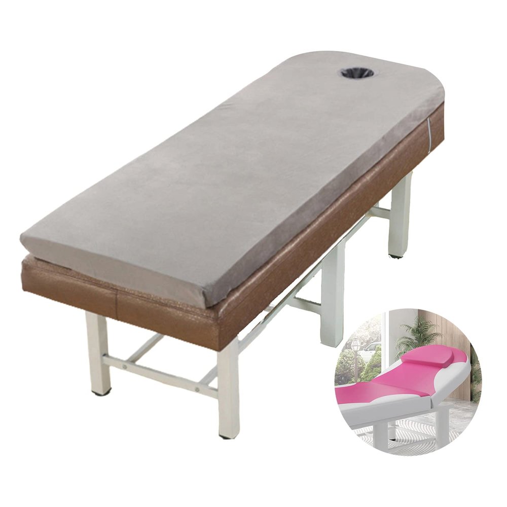 Lash Bed Topper Memory Foam,7cm Thick Massage Table Mattress Topper,Foam Padding for Spa Bed with Washable Cover,Foldable Lash Bed Cushion,Square/Round/Trapezoidal Head,Gray r,70x185cm