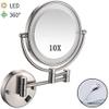 8-Inch Wall Mount Makeup Mirror, 10x Magnification Cosmetic Mirror with Lights led, Double Sided Mirror Bathroom Mirror 360 Rotation, for Makeup, Shaving, Facial Care view 2