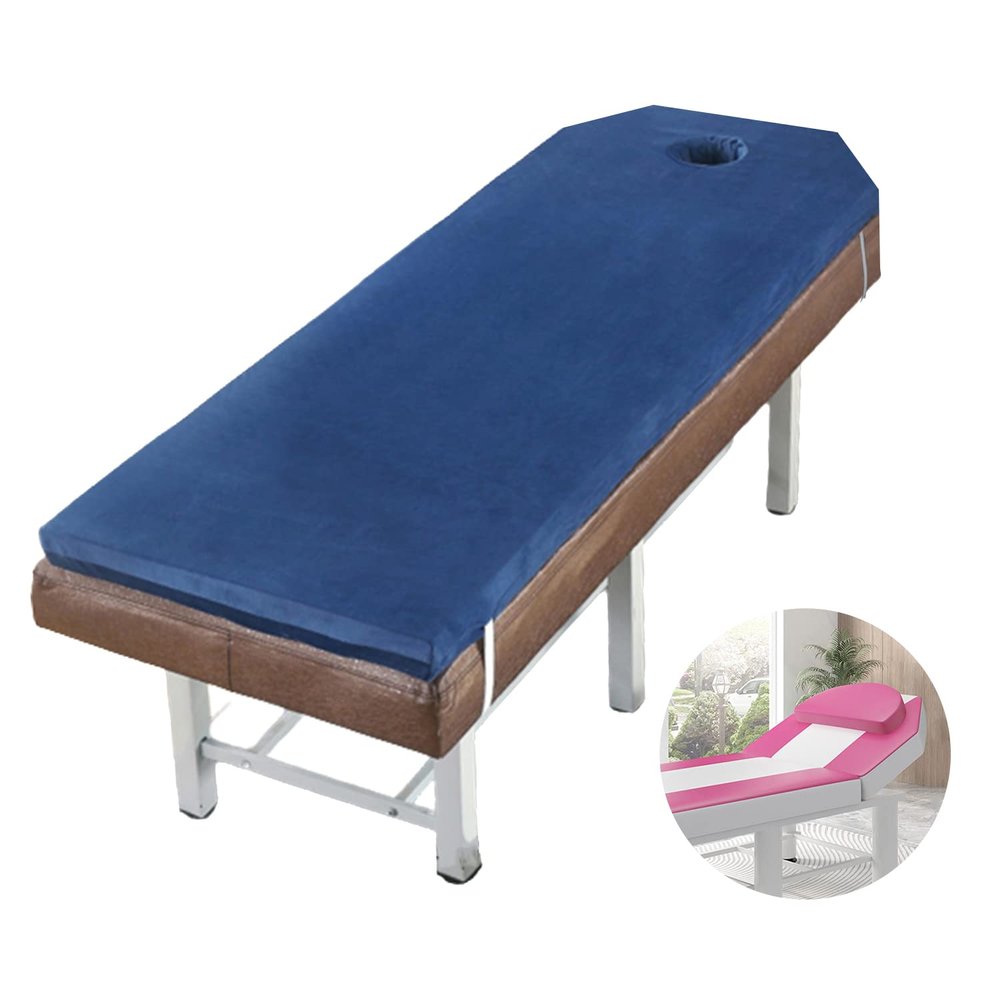 Lash Bed Topper Memory Foam,7cm Thick Massage Table Mattress Topper,Foam Padding for Spa Bed with Washable Cover,Foldable Lash Bed Cushion,Square/Round/Trapezoidal Head,Navy Blue t,60x180cm