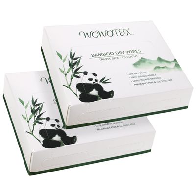 WOWOTEX Travel Size Bamboo Viscose Disposable Face Towel Biodegradable Large Dry Face Wipes 30 Count/2 Box Extra Thick Soft Clean Facial Towels for Facial and Body Cleansing, Travel, Camping