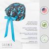 CALOMED Scrub Cap for Women and Men, Euro Style Scrub Caps, Working Hat, Head Cover with Ribbon Ties and Buttons, Long or Short Hair (Dinosaurs on Gray) view 4