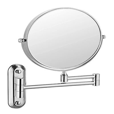 Bath Mirror Cosmetic Mirror 1X/5X Magnification Wall Mounted Adjustable Makeup Mirror Dual Arm Extend 2-Face Bathroom Mirror (Color : 8 Inch 7X Silver)
