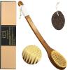 ICANdOIT-17.71Inch Natural Stiff Sisal Bristles Anti-Slip Long Handle Bath Brush,Bent Handle Shower Scrubber for Exfoliating,Shower Back Brush,Exfoliation Set with Pumice Stone(1 Pack) view 1