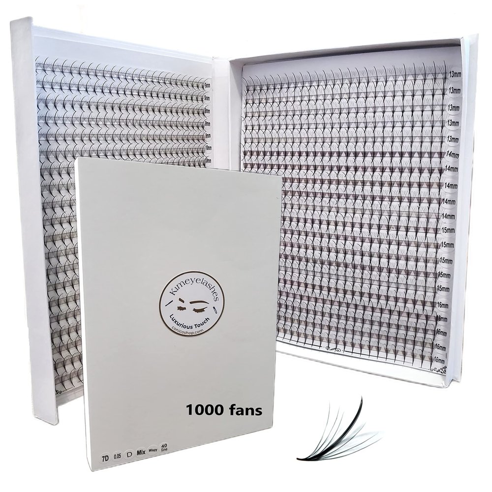 1200 Wispy Premade fans 5D 0.07 Mixed Lengths 9-16mm 1000 fans 7D 0.05 Volume loose Lashes C D Curl Handmade Fan eyelash extensions Kimeyelashes promade fan (Curl D, 7D - 0.05 - Wispy 1000f)