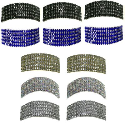 Dz Pk 12 Count JCGY 3.75" Bar Barrettes 5 Rows Sparkly Prong Mounted Crystals 0004-D