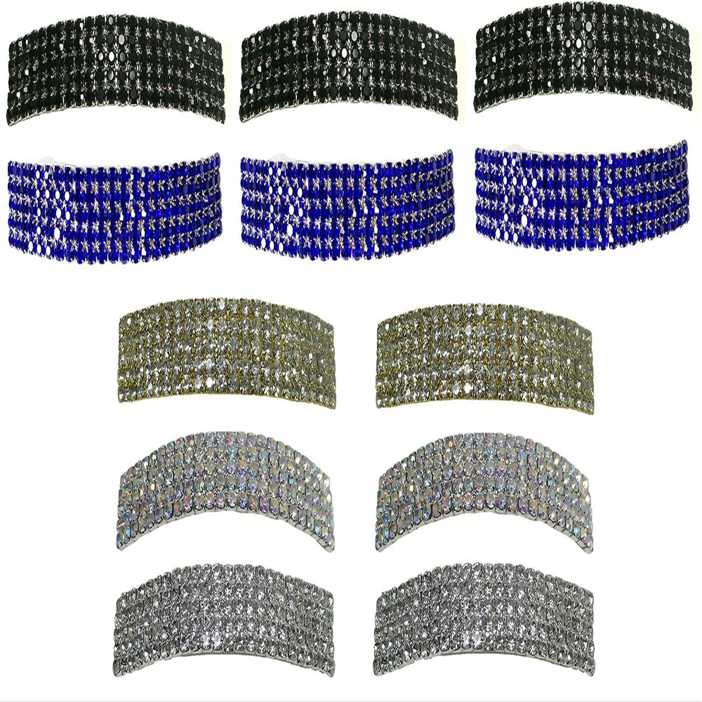 Dz Pk 12 Count JCGY 3.75" Bar Barrettes 5 Rows Sparkly Prong Mounted Crystals 0004-D
