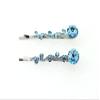 Faship A Pair Of Aqua Premium Rhinestone Crystal Floral Hair Clips 2 Pcs Pins view 3
