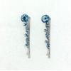 Faship A Pair Of Aqua Premium Rhinestone Crystal Floral Hair Clips 2 Pcs Pins view 4