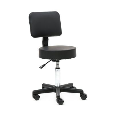BILEK Saddle Stool with Wheels Round Rolling Stool w/Back Modern PU Leather Adjustable Swivel Barstools for Spa Drafting Salon Tattoo Work Office Massage Stools Task Chair (Black)