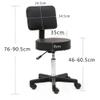BILEK Saddle Stool with Wheels Round Rolling Stool w/Back Modern PU Leather Adjustable Swivel Barstools for Spa Drafting Salon Tattoo Work Office Massage Stools Task Chair (Black) view 2