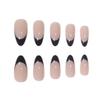 RikView Black French Tips Nails Almond Press on Nails Medium Fake Nails Black Glossy Nails 24 PCS/Set view 2