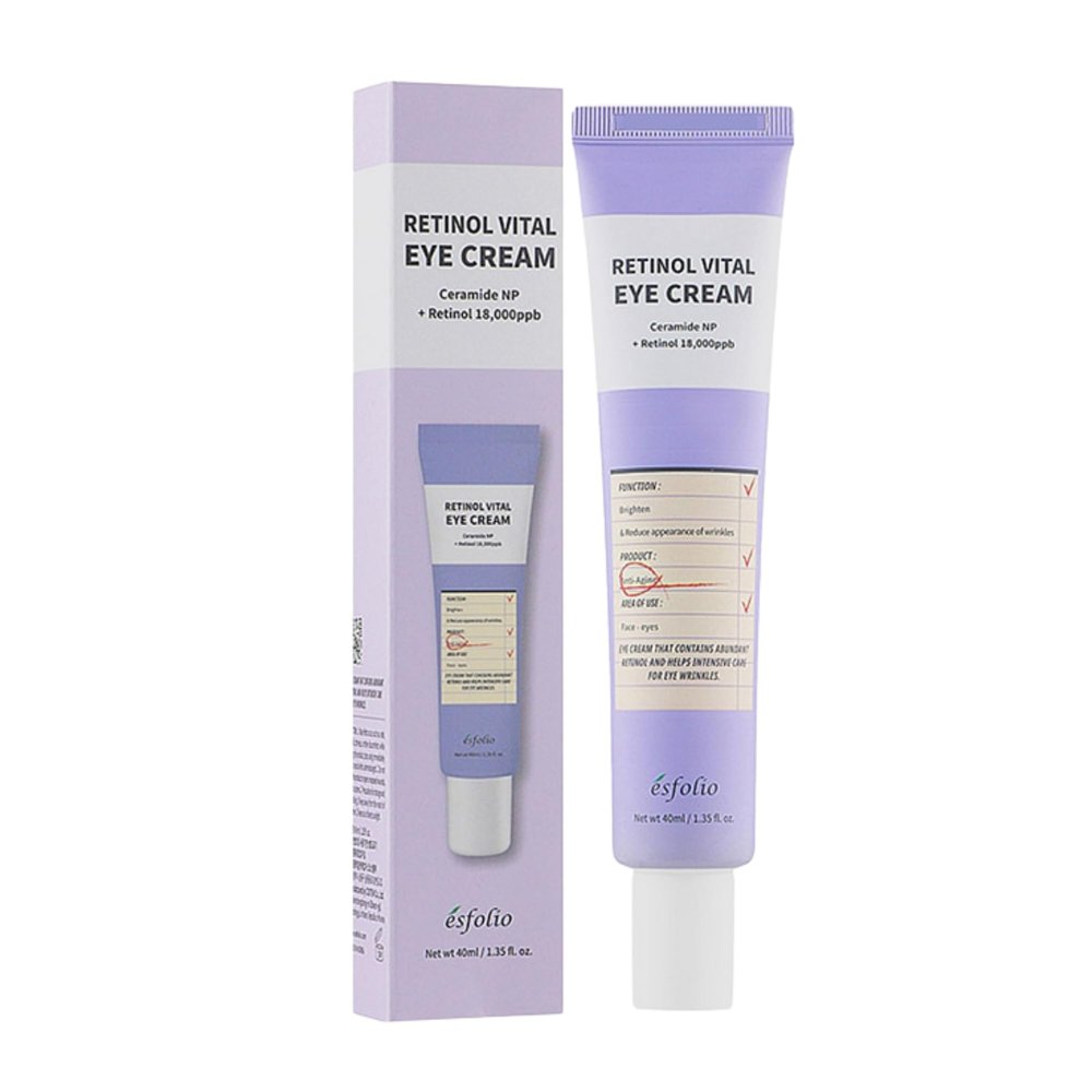 Esfolio Retinol Vitamin A Eye Cream, Daily Skin Care for Under Eye Area, Lightweight Moisturizing Formula, Korean Beauty Skincare (1.35 oz / 40 ml)