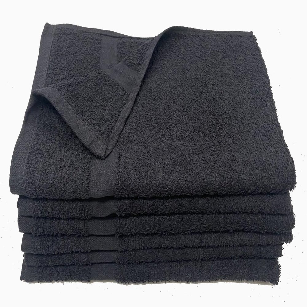 Towel Supercenter 15X25 Hand Towels Salon Towels Gym Towels 100% Cotton for Salon, Spa, Golf, Gyms 24pack 36pack 60pack 120 Pack (Black, 60)