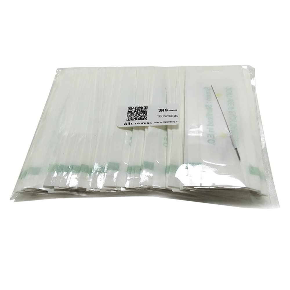 100pcs 3RS Tattoo Needle R3 Disposable Sterilized Permanent Makeup Machine 0.35MM X 50MM For Eyebrow Pen Round 3 Agulha Agujas