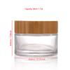 COSIDEA 6pcs Empty 1.7 OZ/50g Round Clear Glass Jars with Bamboo lids, Bamboo Cream Jar Refillable Cosmetic Travel Containers for Lip Balm, Ointments, Lotion Packing view 2