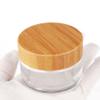 COSIDEA 6pcs Empty 1.7 OZ/50g Round Clear Glass Jars with Bamboo lids, Bamboo Cream Jar Refillable Cosmetic Travel Containers for Lip Balm, Ointments, Lotion Packing view 3