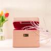 Sluxa Fashion makeup box, Portable leather hard cosmetic case with mirror, Professional train case make up box for women adults. (Pink) view 2