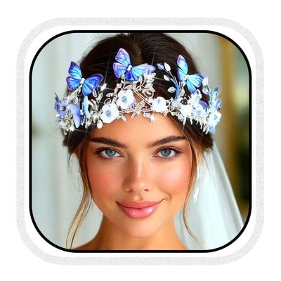 Unicra Butterfly Crowns Silver Bridal Wedding Tiaras Princess Hair Accessories for Women