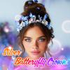 Unicra Butterfly Crowns Silver Bridal Wedding Tiaras Princess Hair Accessories for Women view 3