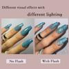 Redykat Handmade 24PCS Glossy Coffin Press On Nails, Salon Quality Nail art,Color Changing Blue Extra Long Acrylic Fake Nails, False Nails (thermochromic blue) view 3
