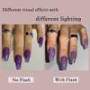 Redykat Handmade 24PCS Glossy Coffin Press On Nails, Salon Quality Nail art, Extra Long Acrylic Fake Nails, False Nails, Home Quick Manicure (thermochromic purple) view 3
