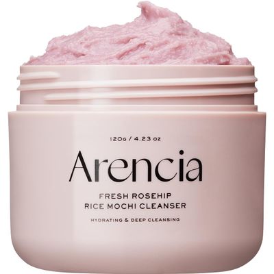 Arencia Rosehip Brightening Rice Mochi Face Cleanser & Daily Scrub - Moisturizing, Exfoliating & Deep-Cleansing - All Skin Types with Rice Powder & Rice Water (4.23oz)