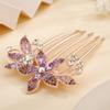 Aimimier Bridal Wedding Purple Crystal Hair Comb Flower Leaf Rhinestone Gem Side Combs Long Teeth Hair Pins Sparkly Hair Accessories for Women Girls(Purple) view 3