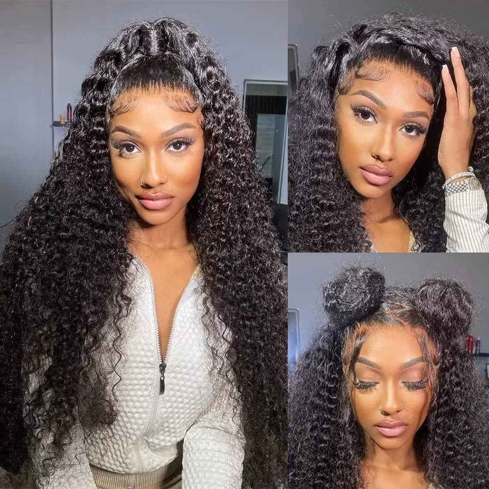 13x4 Deep Wave Lace Front Wigs Human Hair 180% Density Curly Human Hair Wigs for Black Women Wet and Wavy Wig Pre Plucked with Baby Hair (Deep Wave Wig, 22 Inch)