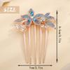Aimimier Bridal Wedding Flower Leaf Crystal Hair Comb Dainty Rhinestone Gem Side Combs Long Teeth Hair Pins Floral Hair Accessories for Women Girls(Blue) view 2