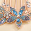 Aimimier Bridal Wedding Flower Leaf Crystal Hair Comb Dainty Rhinestone Gem Side Combs Long Teeth Hair Pins Floral Hair Accessories for Women Girls(Blue) view 4