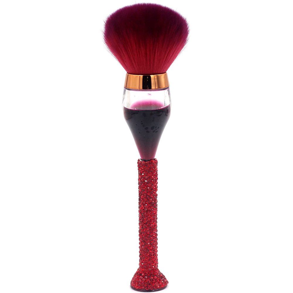 Bestbling Bling Bling Rhinestones Wine Glass Shaped Foundation Makeup Brush with Soft Fiber Bristles and Long Handle for Makeup Application (Red)