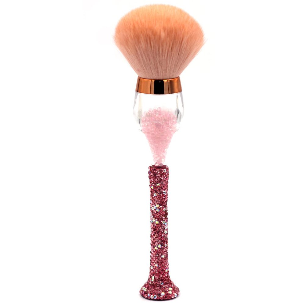 Bestbling Bling Bling Rhinestones Wine Glass Shaped Foundation Makeup Brush with Soft Fiber Bristles and Long Handle for Makeup Application (Pink)