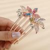 Aimimier Bridal Wedding Crystal French Hair Comb Flower Leaf Rhinestone Gem Side Combs Long Teeth Barette Luxury Hair Accessories for Women Girls(Colorful) view 2