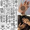 Bilizar 32 Sheets 89+ PCS Black Lotus Temporary Tattoos For Women Hands Adults Underboob, Tribal Indian Elephant Skull Snake Fake Tattoos, Bulk Bohemia Butterfly Tattoo Kit Sets Mandala Flower Moon view 1