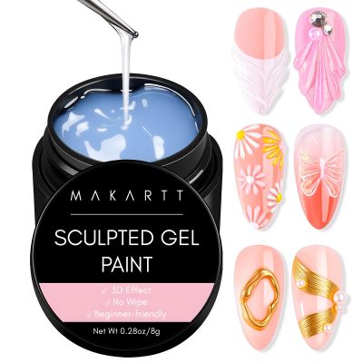 Makartt 3D Gel Nail Art: Clear 3D Painting Gels for Chrome Powder