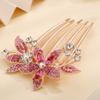 Aimimier Bridal Wedding Pink Crystal Hair Comb Flower Leaf Rhinestone Gem Side Combs Decorative Hair Pins Fashion Hair Accessories for Brides Bridesmaid(Pink) view 3
