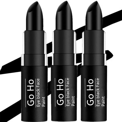 Go Ho 3PCS Eye Black Face Paint Stick for Sports,Waterproof Eye Black Baseball/Softball/Football Accessories ,Easy to Color and Remove,Safe Facepaint&Lip Smacking Stick for Halloween Makeup