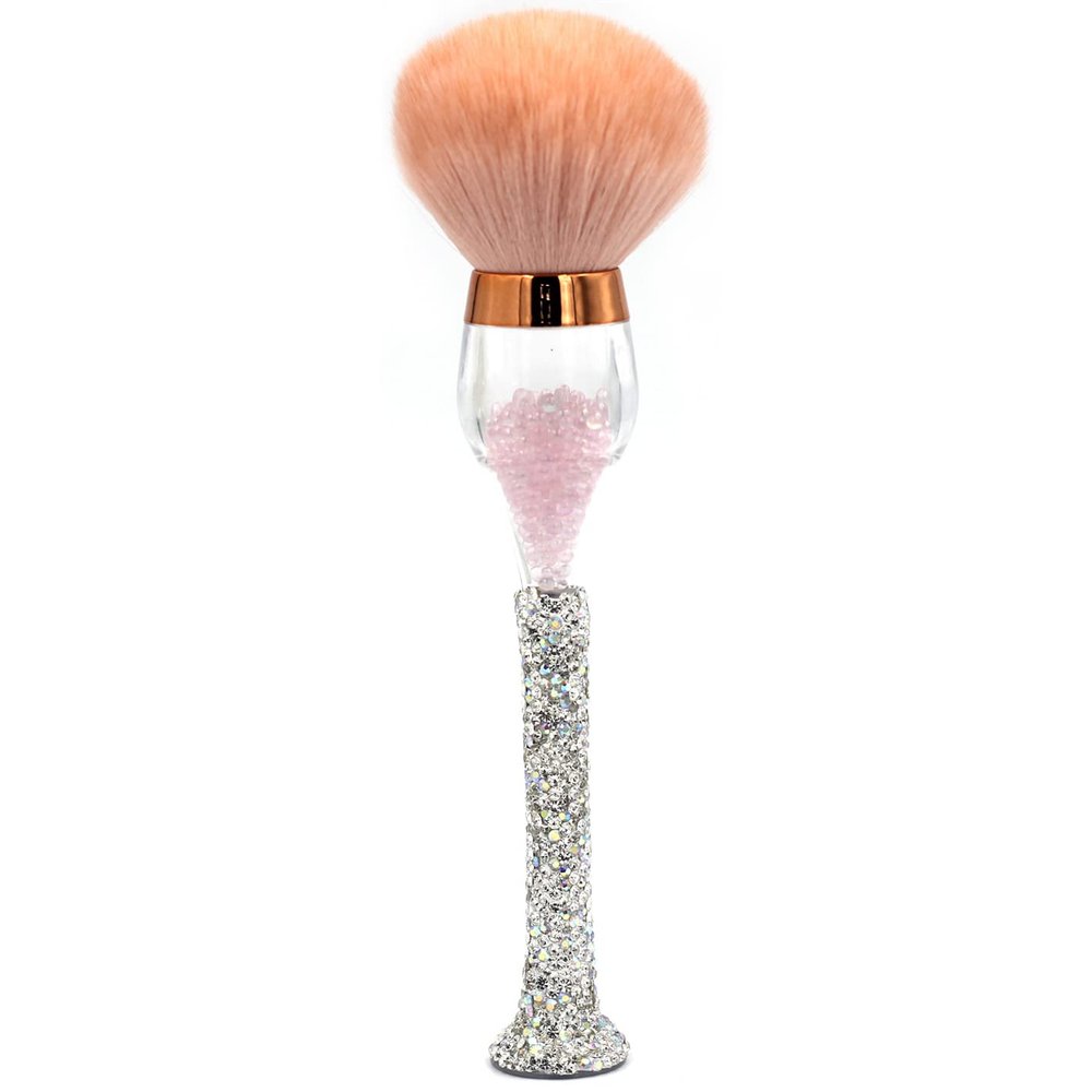 Bestbling Bling Bling Rhinestones Wine Glass Shaped Foundation Makeup Brush with Soft Fiber Bristles and Long Handle for Makeup Application (Silver)