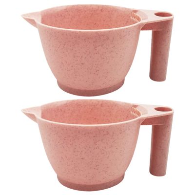 Beaupretty Hair Dye Facial Tools 2pcs Tint Bowl Mixing Bowls Hair Dye Bowls with Handle for for Barber Salon Home Pink Hair Dye Facial Tools