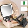 Extrei Gent Makeup Travel Train Case with Mirror LED Light 3 Adjustable Brightness Large Cosmetic Bag Portable Storage Adjustable Partition Waterproof Make up Brushes Makeup Jewelry Gift for Women view 2