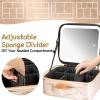 Extrei Gent Makeup Travel Train Case with Mirror LED Light 3 Adjustable Brightness Large Cosmetic Bag Portable Storage Adjustable Partition Waterproof Make up Brushes Makeup Jewelry Gift for Women view 4