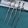 ZAYOIZY 4pcs Metal Hair Sticks Hair Bun Chopsticks Hair Pins Simple Sturdy Alloy Sticks for Women Long/Thick/Curly Hair, Silver&Black 6.7in view 2