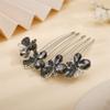 Aimimier Butterfly Rhinestone French Hair Combs Dainty Crystal Hair Pieces Wedding Long Teeth Hair Pins Luxury Bridal Hair Accessories for Women and Girls(Gray) view 3