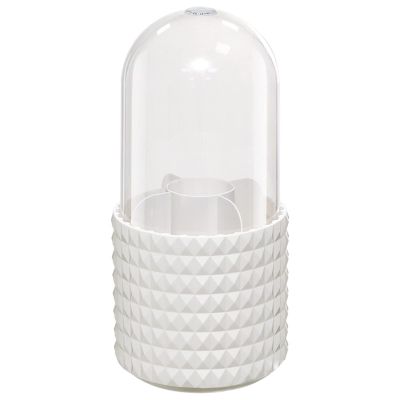 VALINK Makeup Brush Holder,360 Rotating Cosmetics Make up Brush Organizer Storage with Lid Travel Makeup Brushes Holder(White)